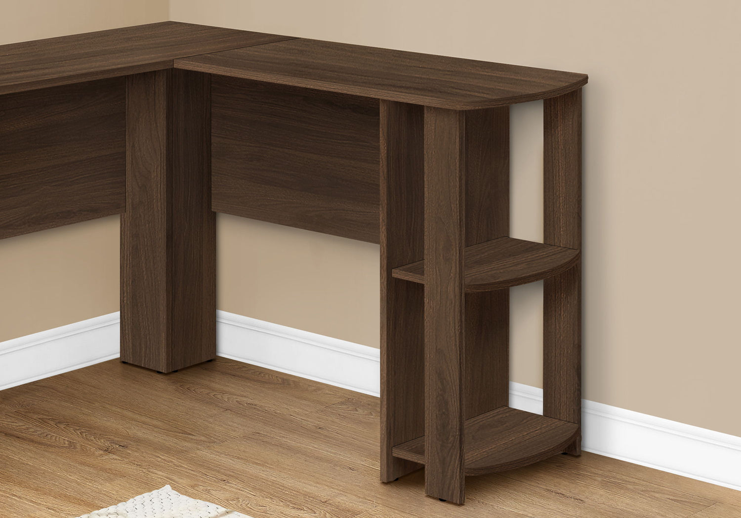 Computer Desk, Home Office, Corner, Storage Shelves, L Shape, Laptop, Contemporary &amp; Modern - Walnut