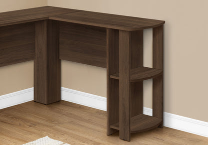 Computer Desk, Home Office, Corner, Storage Shelves, L Shape, Laptop, Contemporary &amp; Modern - Walnut