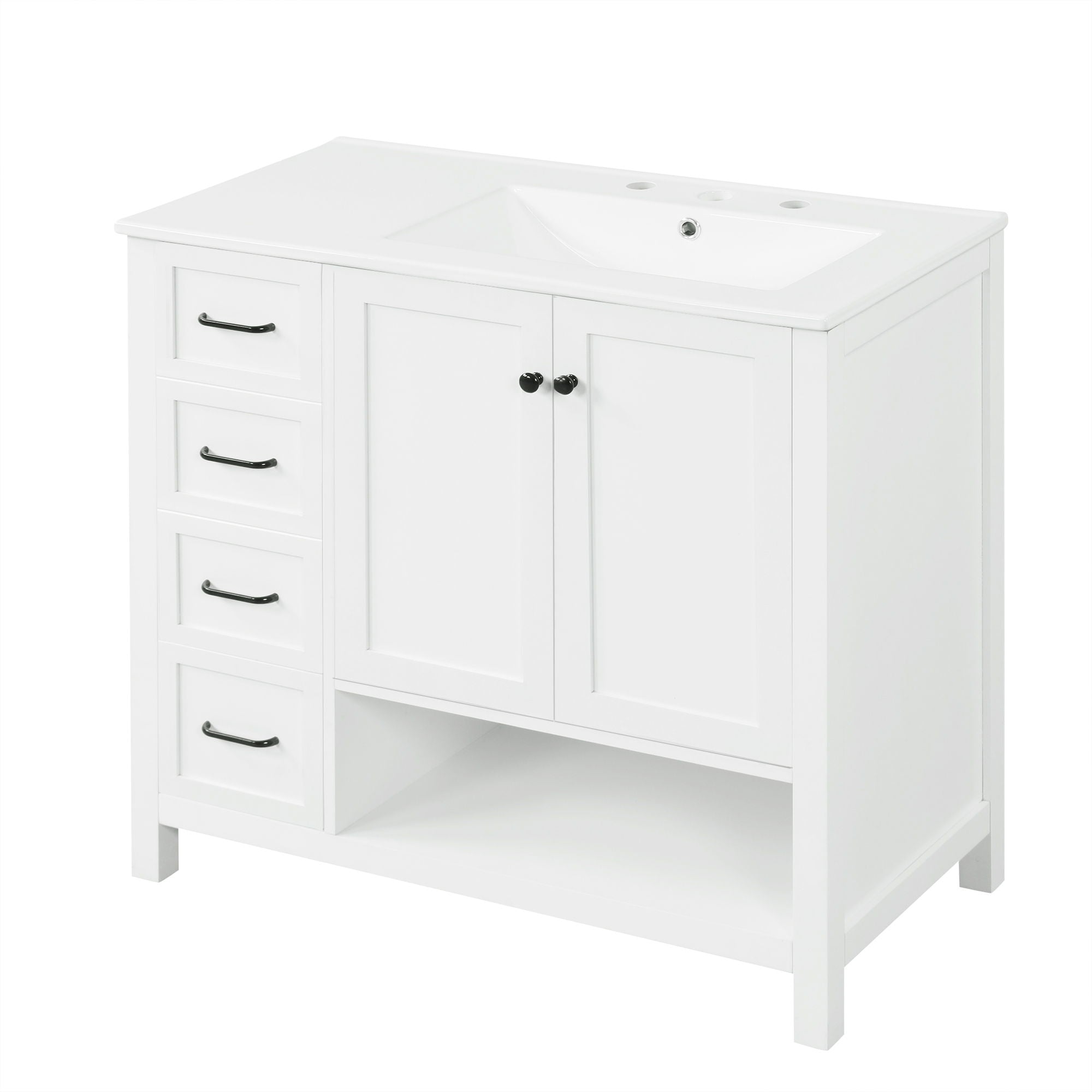 Modern Bathroom Vanity With Sink Top, 2 Doors And 2 Drawers