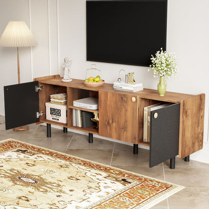 Mid Century TV Stand &amp; 3 Cabinets, Media Console Table For Tvs Up To 70&