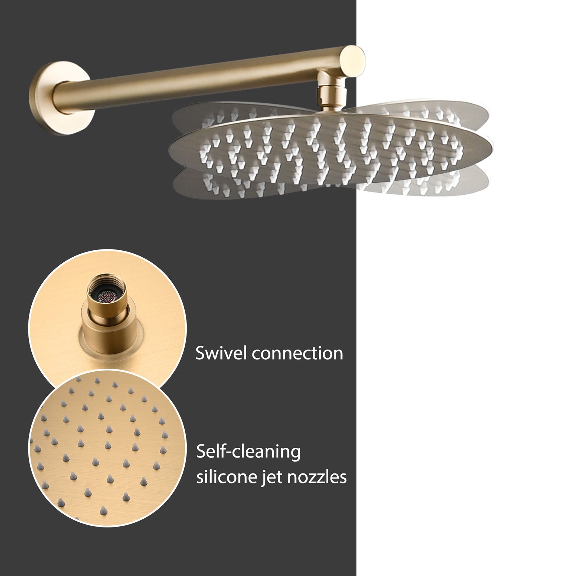 Wall Mounted Shower Set With High Pressure 10&quot; Rain Shower Head And 5 Function Handheld Shower Head