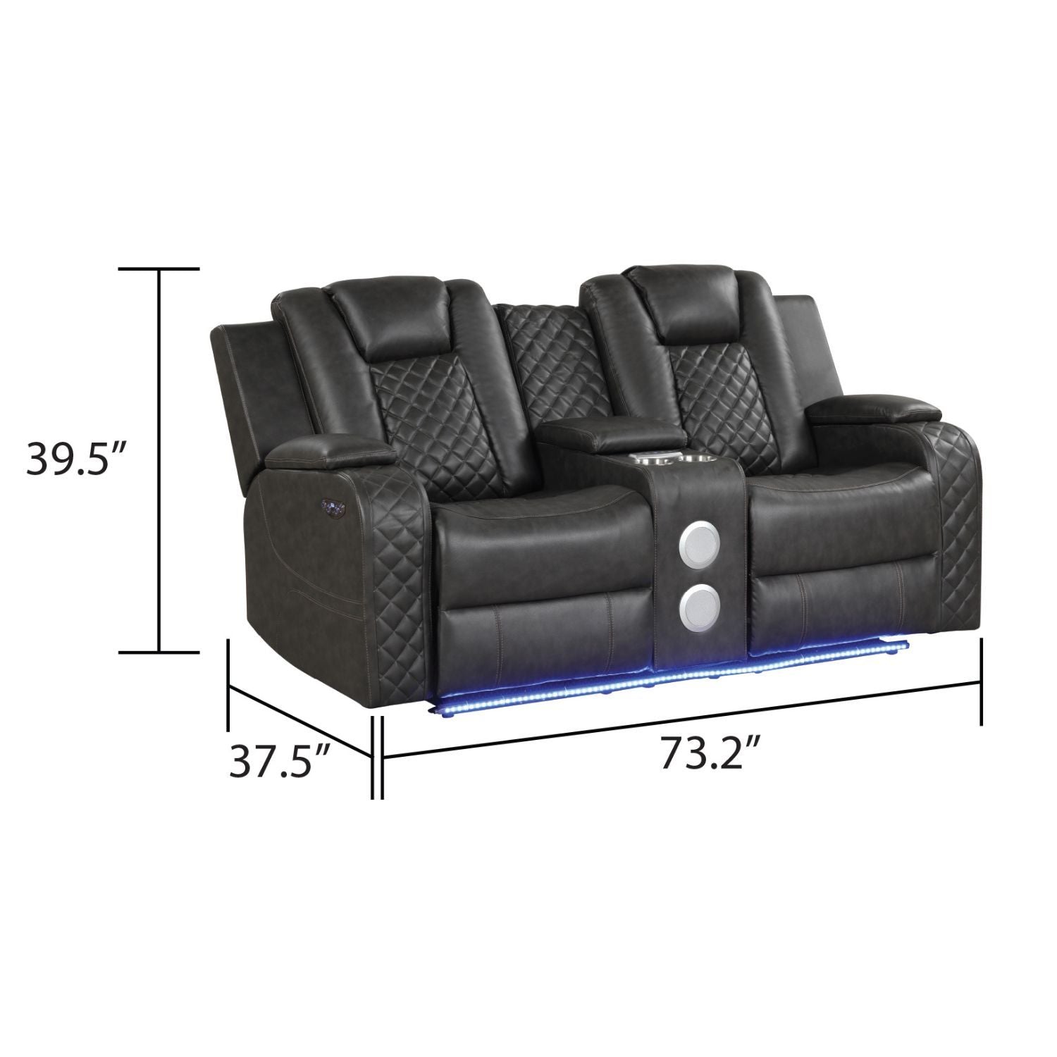 Benz - Power Reclining Loveseat &amp; LED Lighting And Built In USB