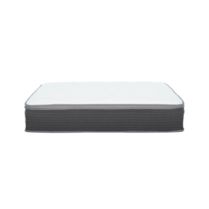 10&quot; Full Size Hybrid Mattress In A Box, Gel Memory Foam Mattress Top With Pocket Coil Base - Gray / White