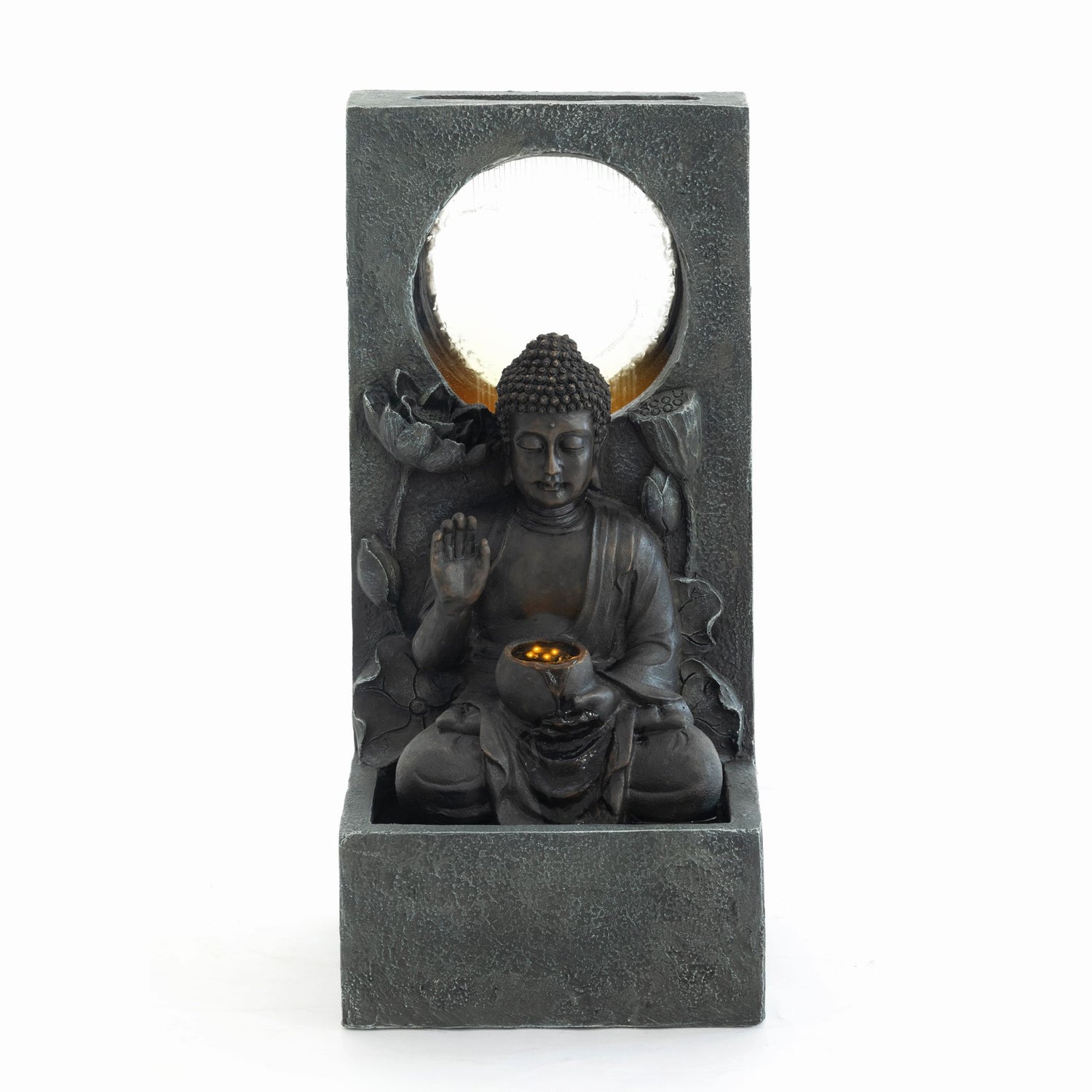 Zen - Outdoor Buddha Waterfall Fountain - Black