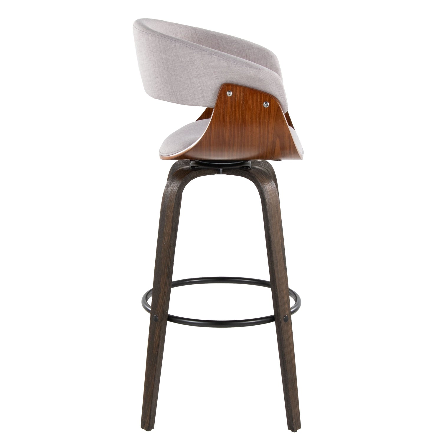 Vintage Mod - Mid Century Modern Fixed Height Barstool With Swivel &amp; Round Footrest (Set of 2)