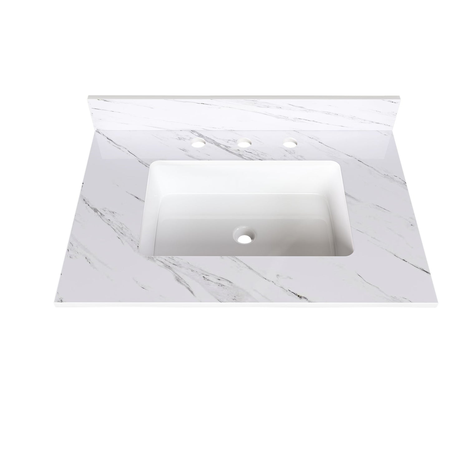 Bianco Carrara Venato Elegant Marble Vanity Top, Bathroom Vanity With Undermount Sink, Sintered Stone