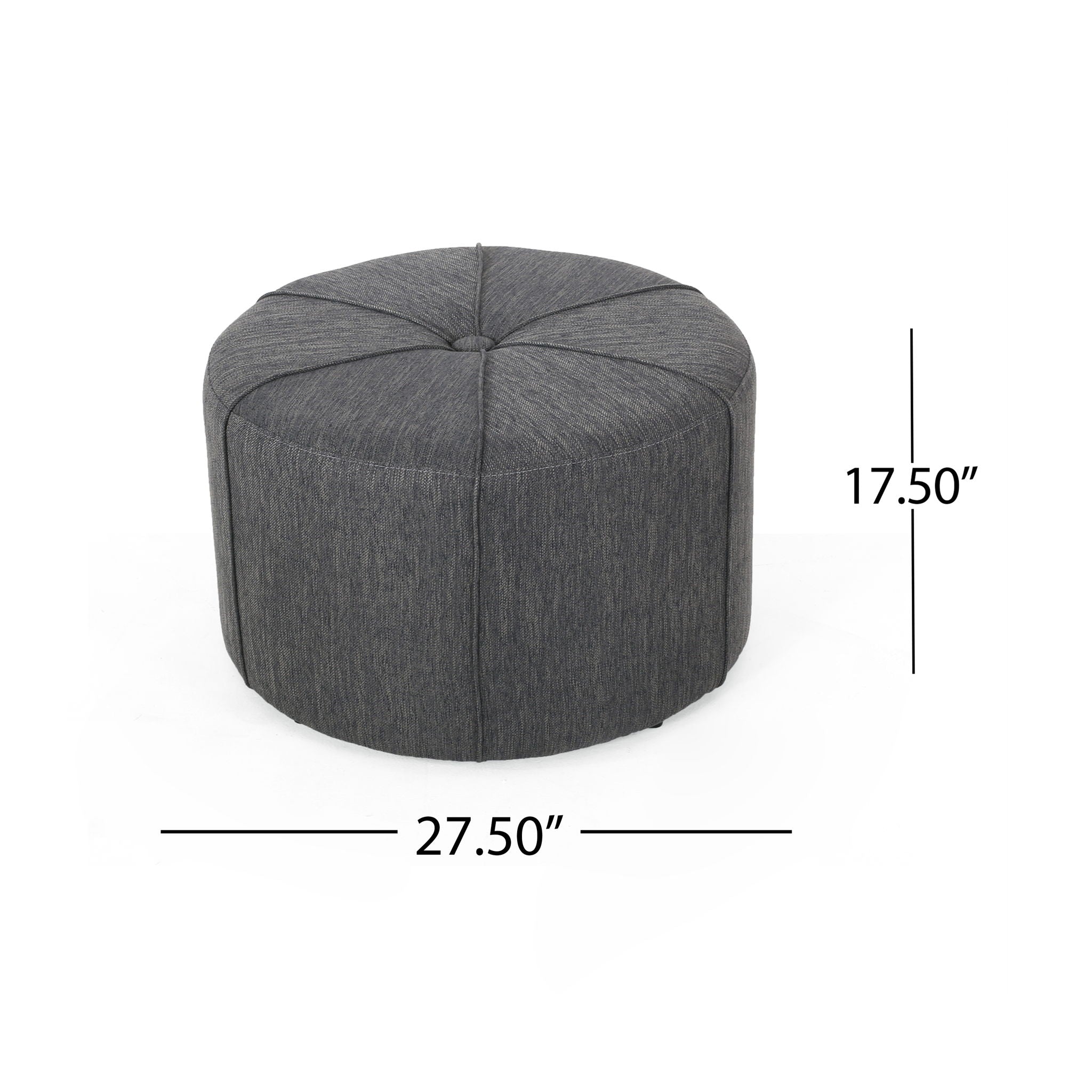 Contemporary Ottoman With Tonal Piping And Button Tuft Design