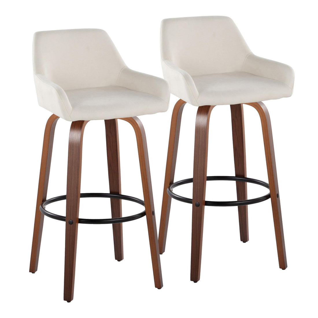 Daniella - Contemporary Fixed Height, Barstool &amp; Swivel And Round Footrest (Set of 2)