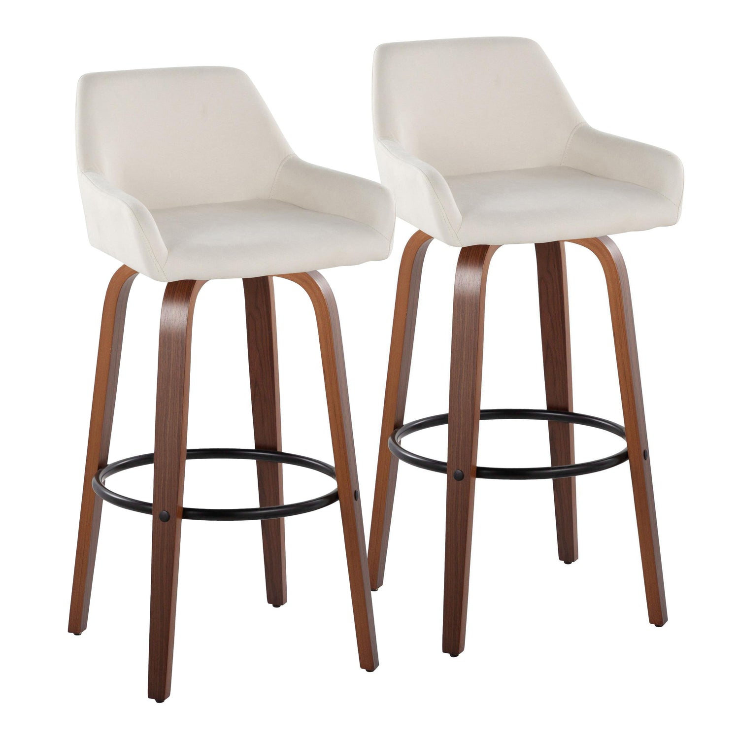 Daniella - Contemporary Fixed Height, Barstool &amp; Swivel And Round Footrest (Set of 2)