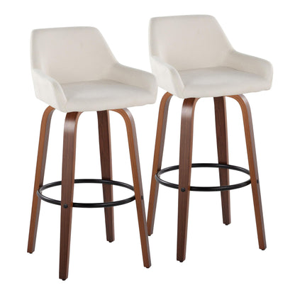 Daniella - Contemporary Fixed Height, Barstool &amp; Swivel And Round Footrest (Set of 2)