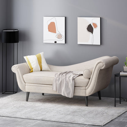 Auroral - Upholstered Chaise Lounge With Scrolled Arms And Tapered Legs