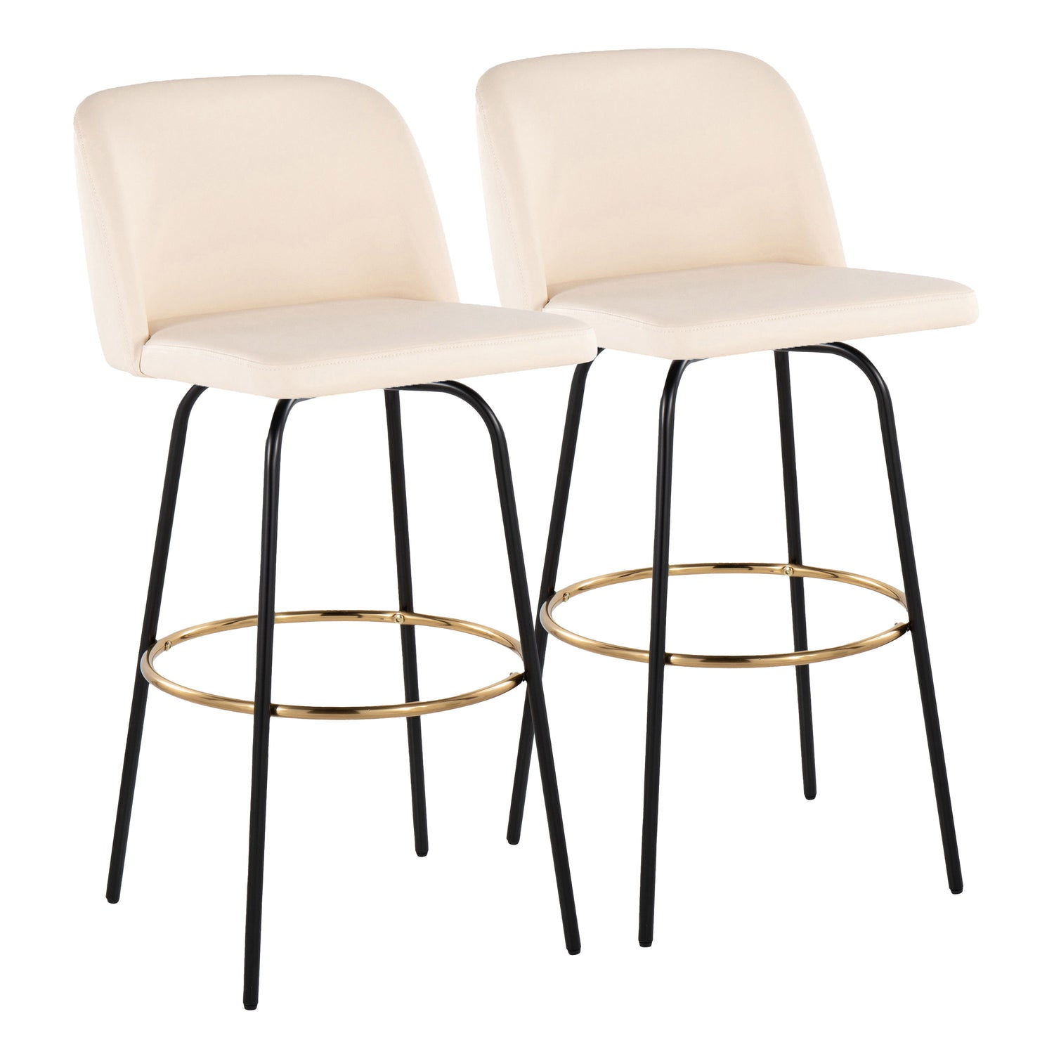 Toriano - Contemporary Fixed Height, Barstool With Swivel &amp; Round Footrest (Set of 2)