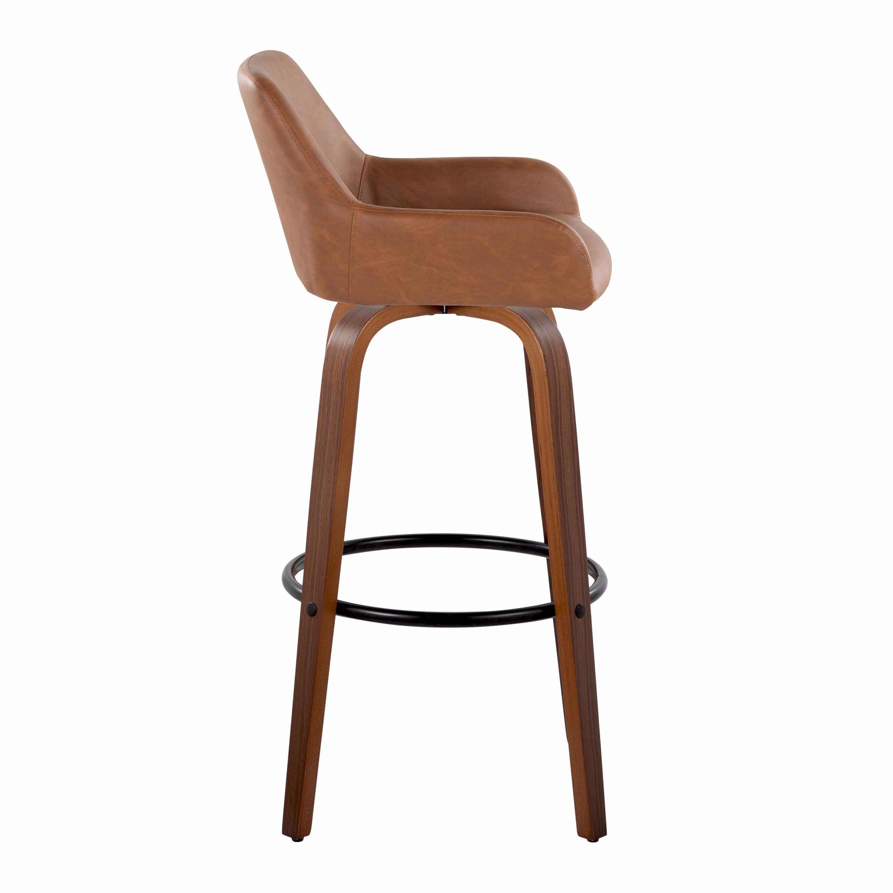 Daniella - Contemporary Fixed Height, Barstool &amp; Swivel And Round Footrest (Set of 2)