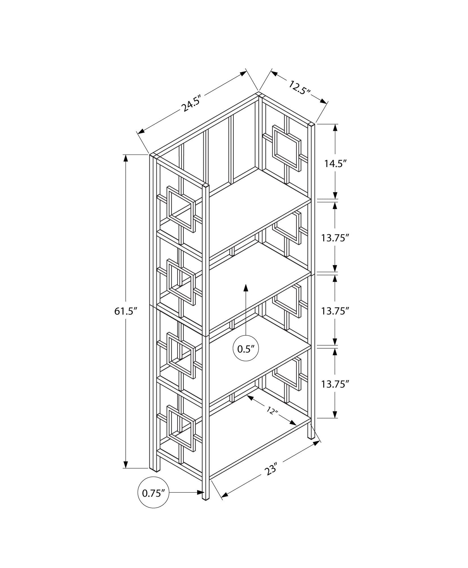 Bookshelf, Bookcase, Etagere, 4 Tier, For Office, Contemporary &amp; Modern - Espresso