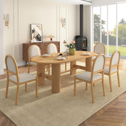 Oval Dining Table Set For 6 With 6 Upholstered Chairs