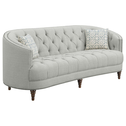 Veronica - Light Sloped Sofa With Tufted Elegant Upholstered Lounge Seating - Light Gray