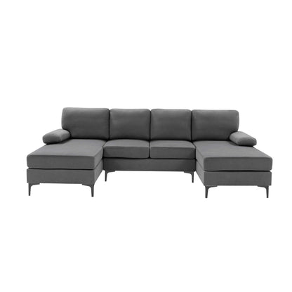 U - Shape Sectional With Legs, Pillow Top Arms - Dark Gray