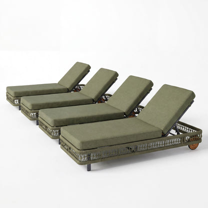 Outdoor Chaise Lounge &amp; Wheels, 5 Position Adjustable Backrest