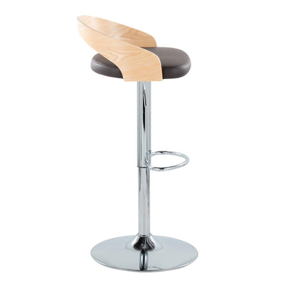 Grotto - Mid Century Modern Adjustable Height Barstool &amp; Swivel With Oval Footrest (Set of 2)