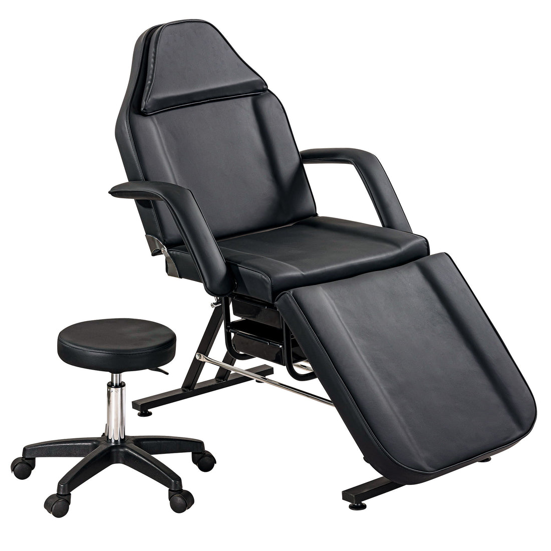 72.8&quot; Massage Salon Tattoo Chair With Two Trays Esthetician Bed With Hydraulic Stool, Multi-Purpose 3-Section Facial Bed Table, Adjustable Beauty Barber Spa Beauty Equipment