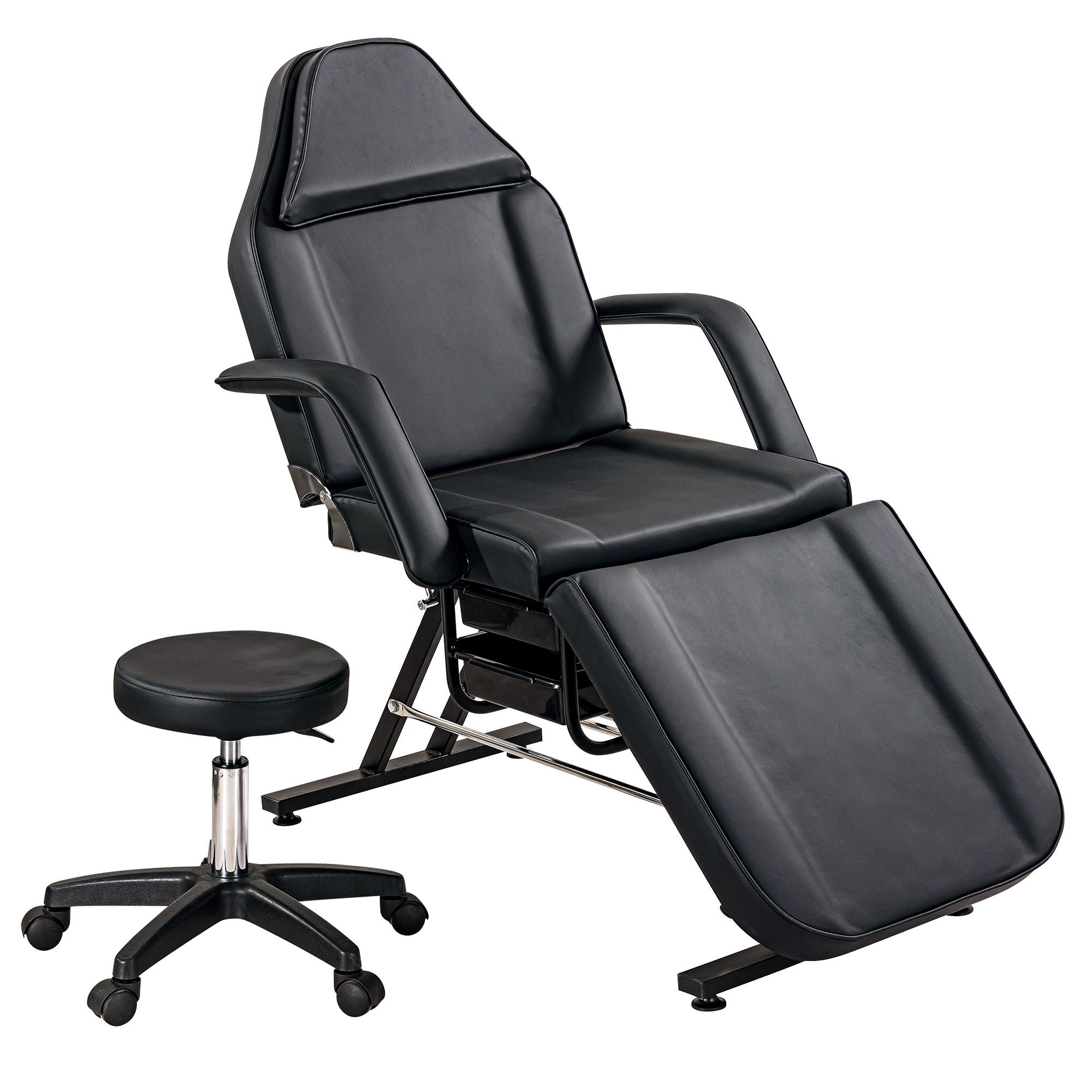 72.8&quot; Massage Salon Tattoo Chair With Two Trays Esthetician Bed With Hydraulic Stool, Multi-Purpose 3-Section Facial Bed Table, Adjustable Beauty Barber Spa Beauty Equipment