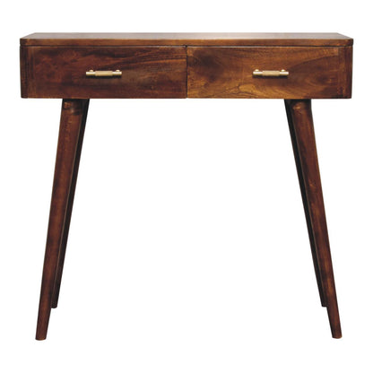 T Bar Console Table, 2 Drawers - Chestnut