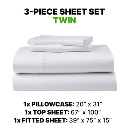 Sheet Set Luxurious Supima Cotton, Wrinkle Resistant, Breathable, With 2 Ghostgrip Band