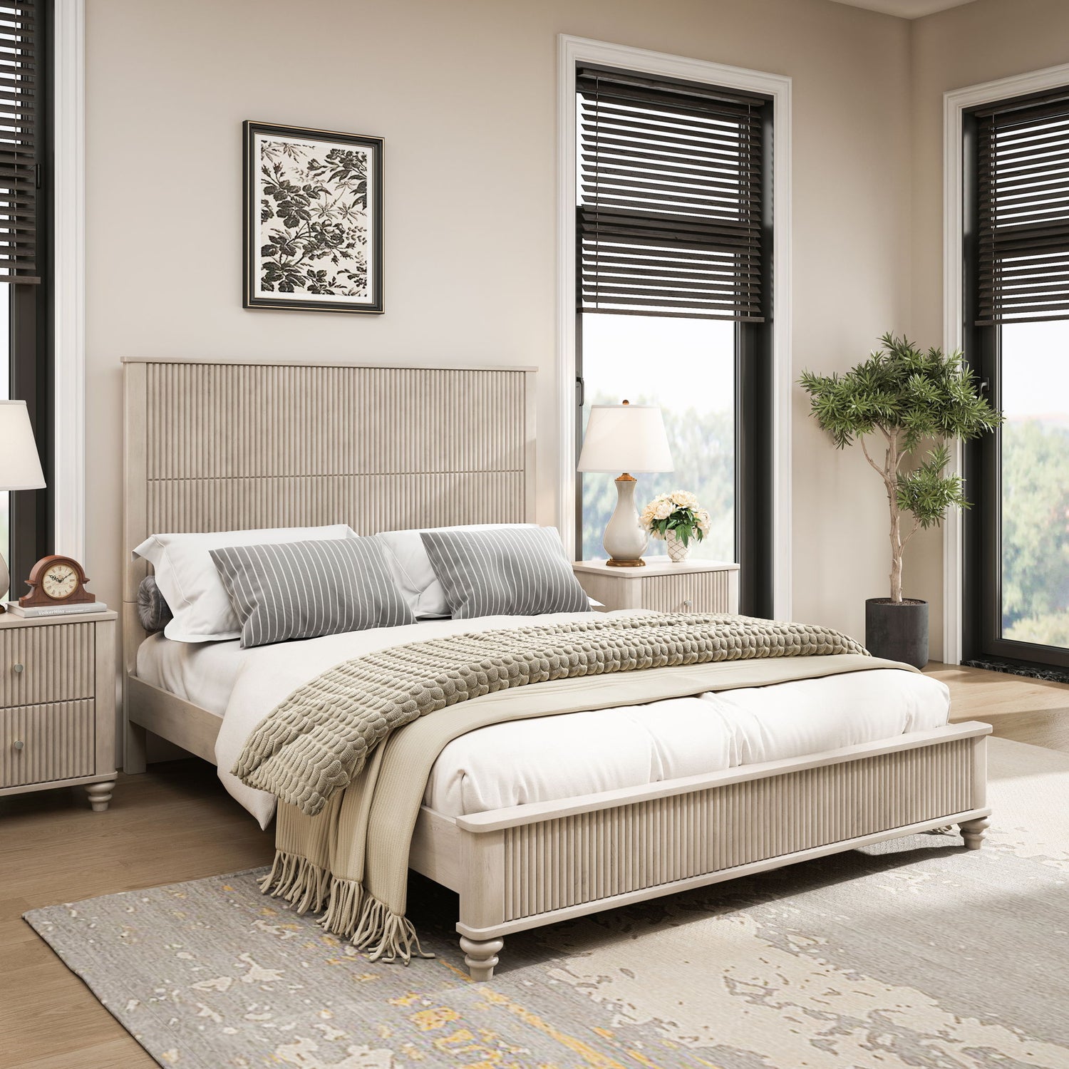 Platform Bed Frame &amp; Tall Headboard