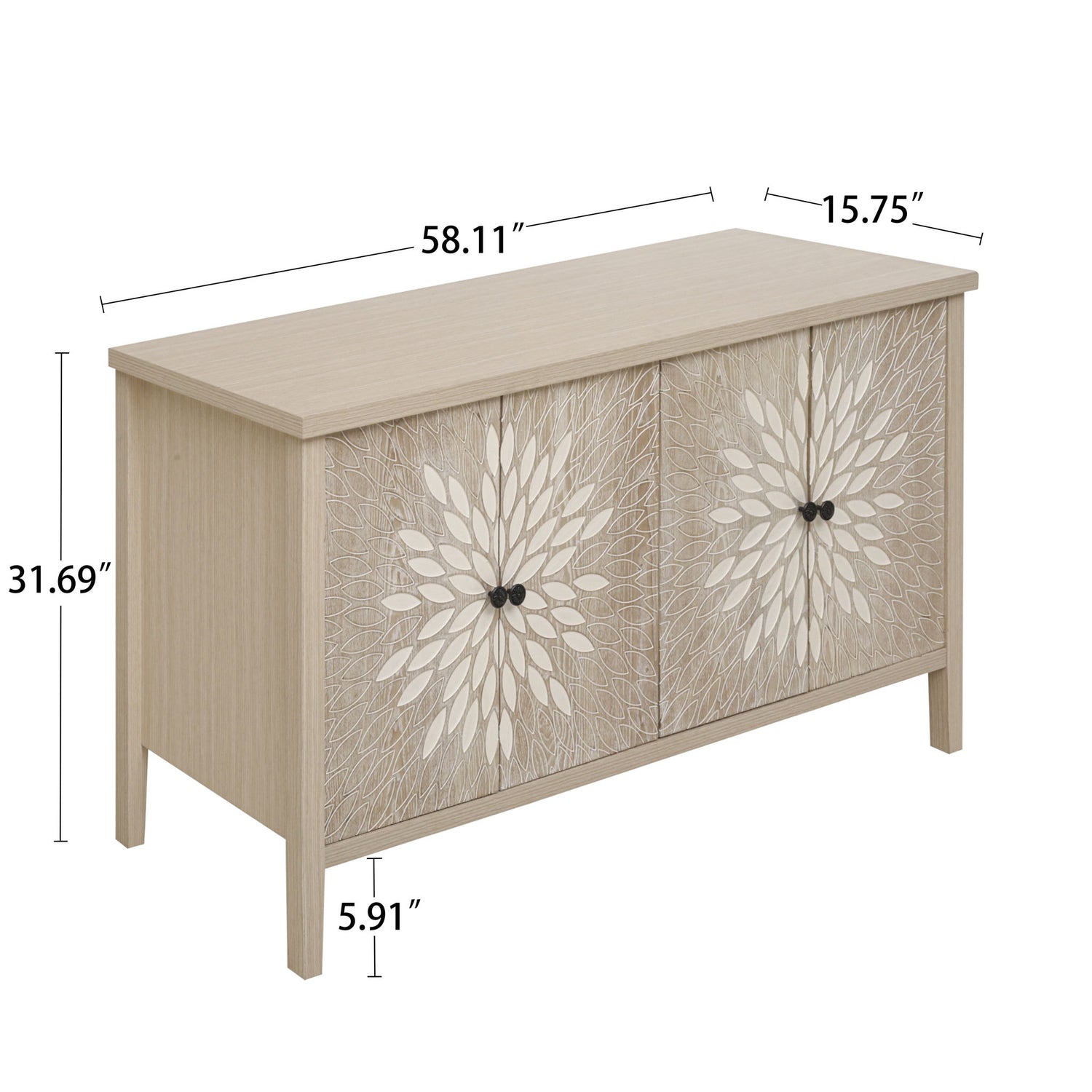 Modern Storage Cabinet With 4 Doors &amp; Adjustable Shelves