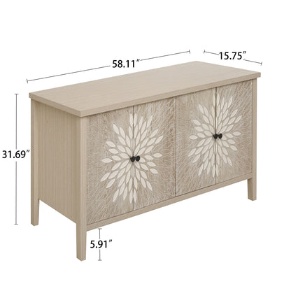 Modern Storage Cabinet With 4 Doors &amp; Adjustable Shelves