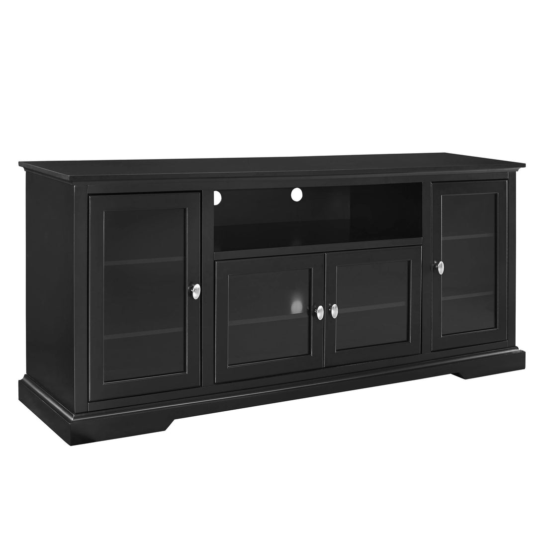 Transitional Classic 70&quot; TV Stand For 80&quot; TVs With 4 Glass Doors