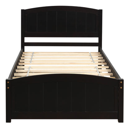 Platform Bed &amp; Headboard, Footboard And Wood Slat Support