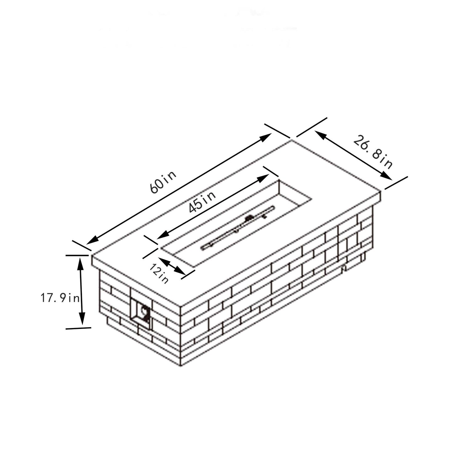 60&quot; Propane Gas Fire Pit Table, 60000 Btu Rectangular Concrete Fire Pit For Outside Patio Deck Garden Backyard - Sandstone