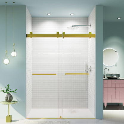 Frameless Double Sliding Soft-Close Shower Door, 3 / 8&quot; (10Mm) Thick SGCC Tempered Glass Door, Matte