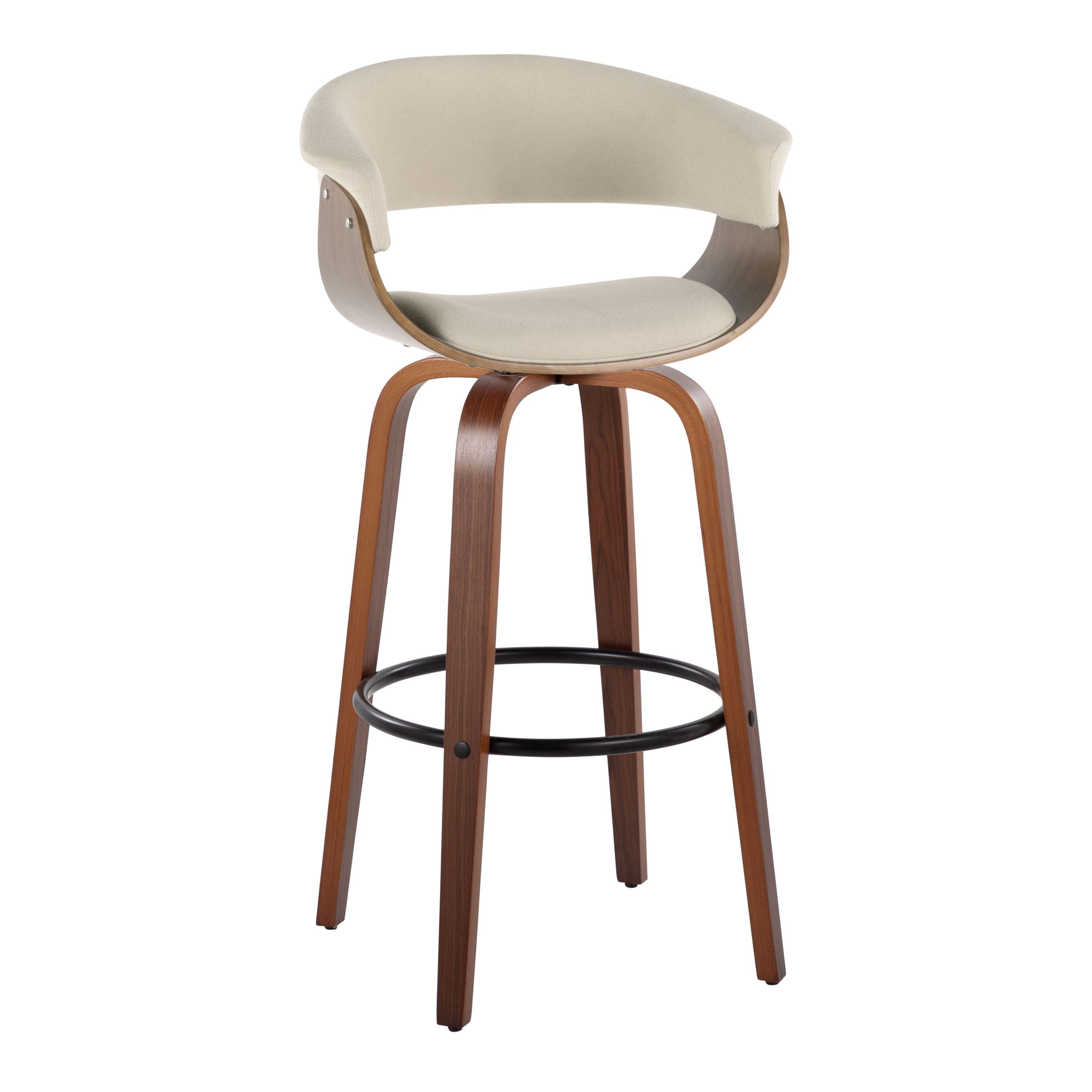 Vintage Mod - Mid Century Modern Fixed Height Barstool With Swivel &amp; Round Footrest (Set of 2)