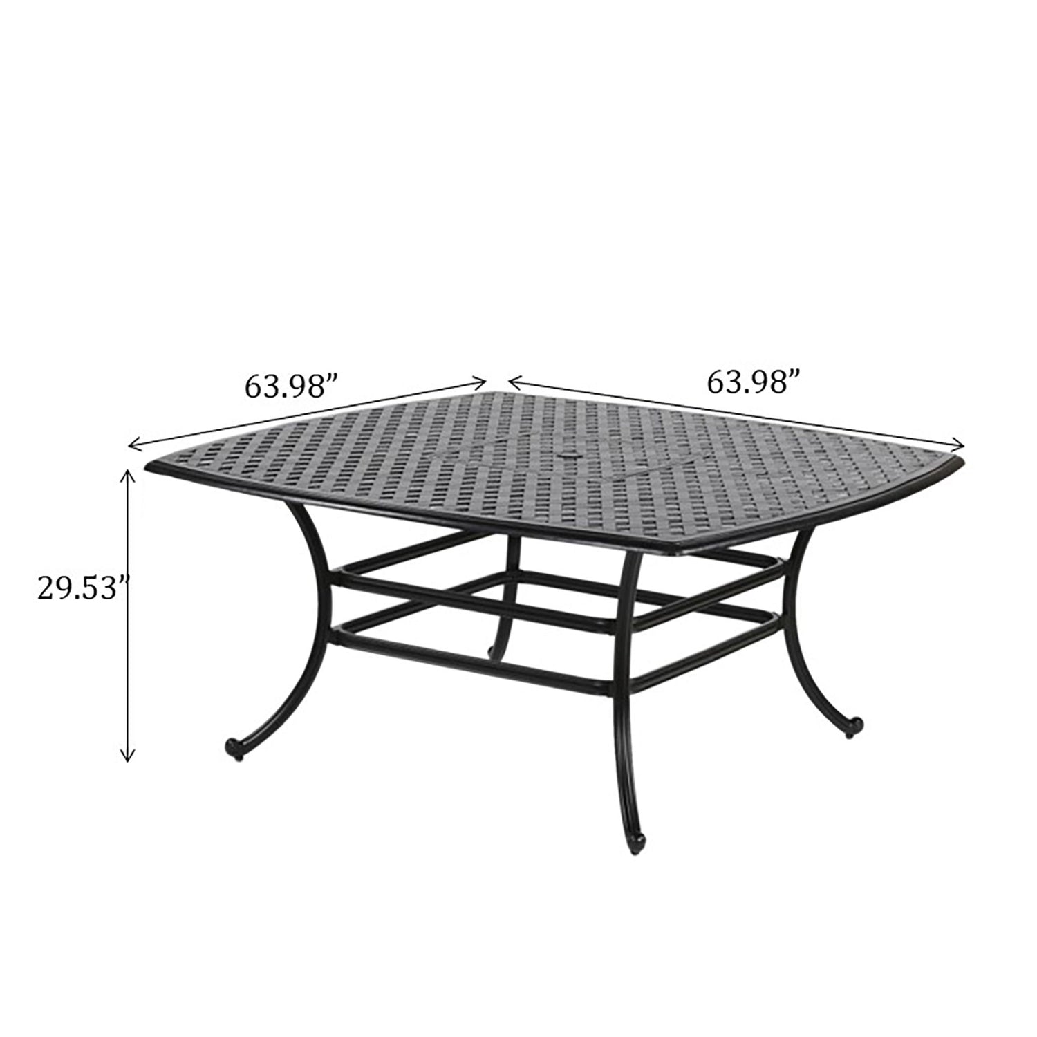 Square 8 Person 63.98&quot; Long Dining Set With Dupione Brown Cushions