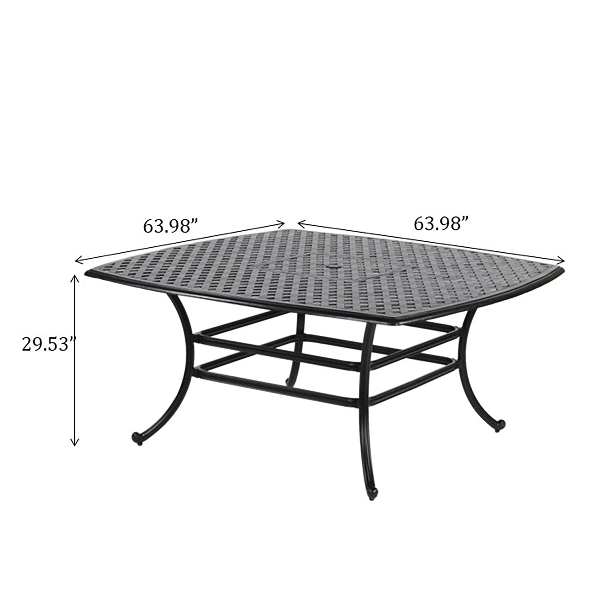 Square 8 Person 63.98&quot; Long Dining Set With Dupione Brown Cushions