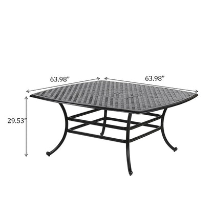 Square 8 Person 63.98&quot; Long Dining Set With Dupione Brown Cushions