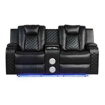 Benz - Power Reclining Loveseat &amp; LED Lighting And Built In USB