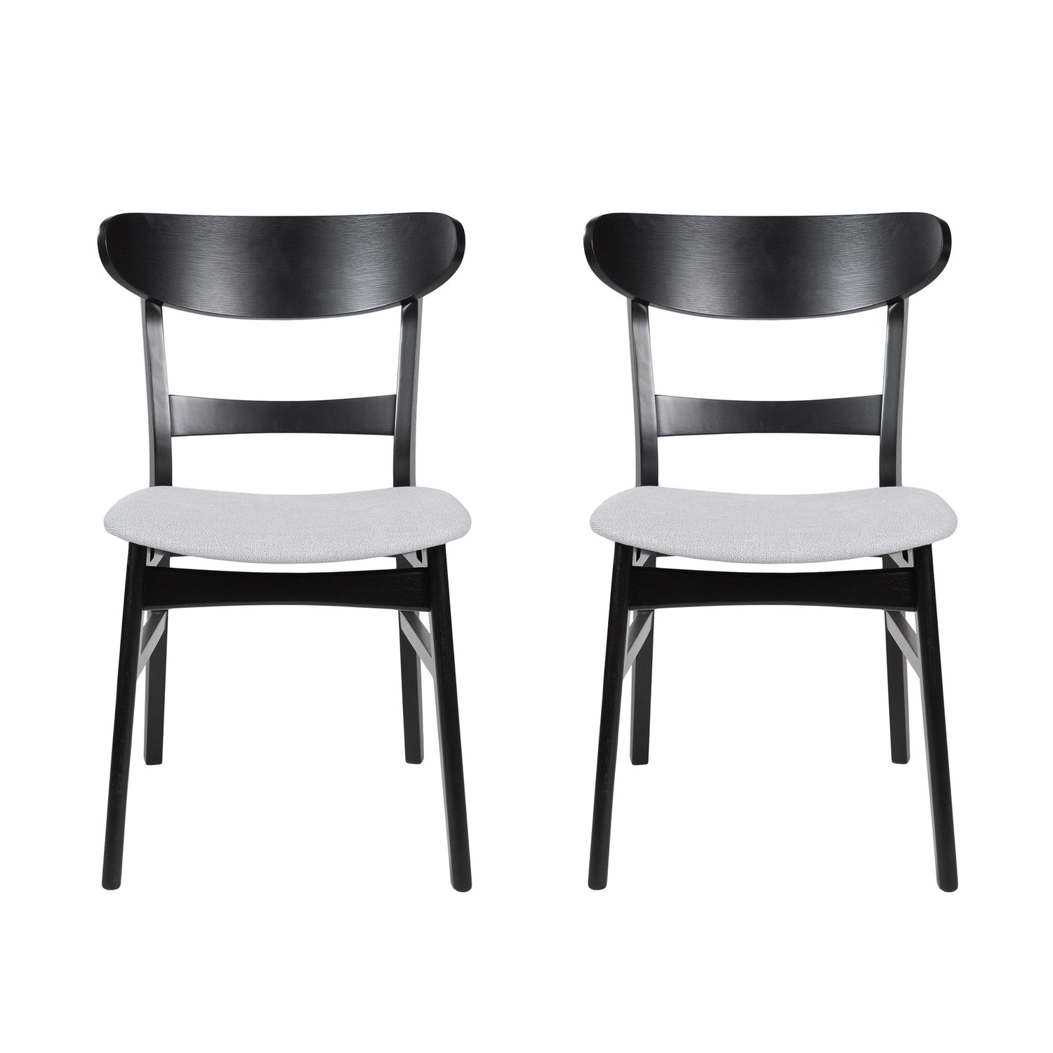 Dining Chairs With Upholstered Seat (Set of 2) - Black / Light Beige