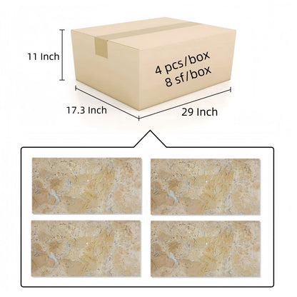 Marble Tile For Floor And Wall Honed 12 X 24&quot; Stone (Set of 4) - Beige / Gold