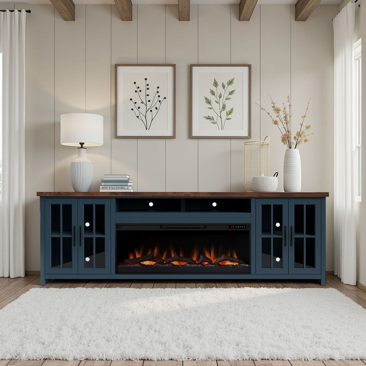 Nantucket - 74&quot; Fireplace TV Stand Console
