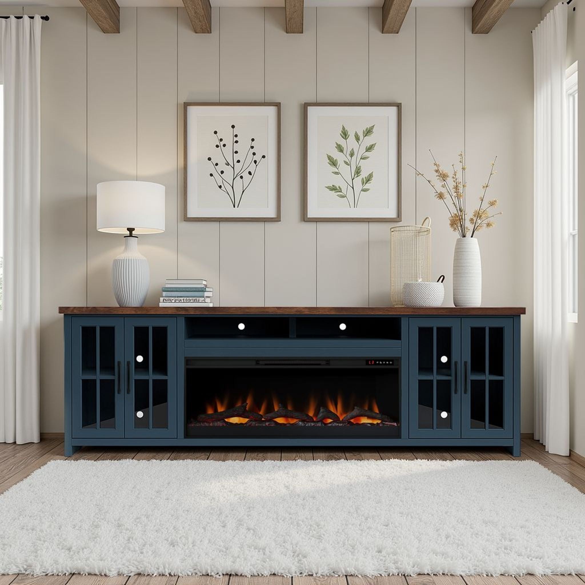 Nantucket - 74&quot; Fireplace TV Stand Console
