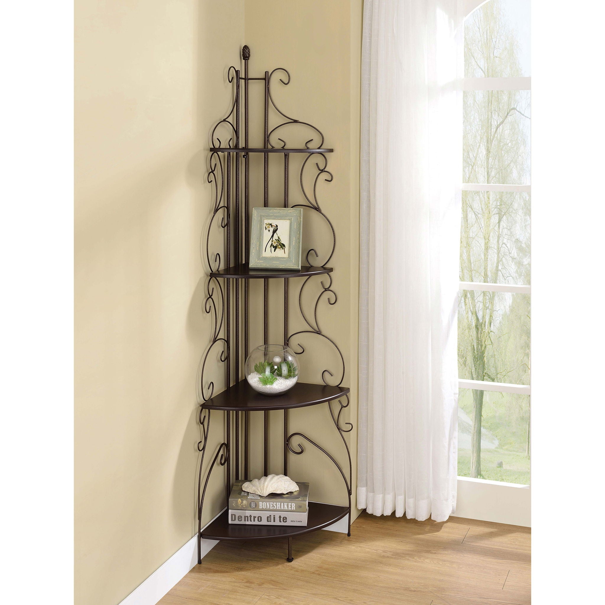 4 Shelf Corner Bookcase - Cappuccino