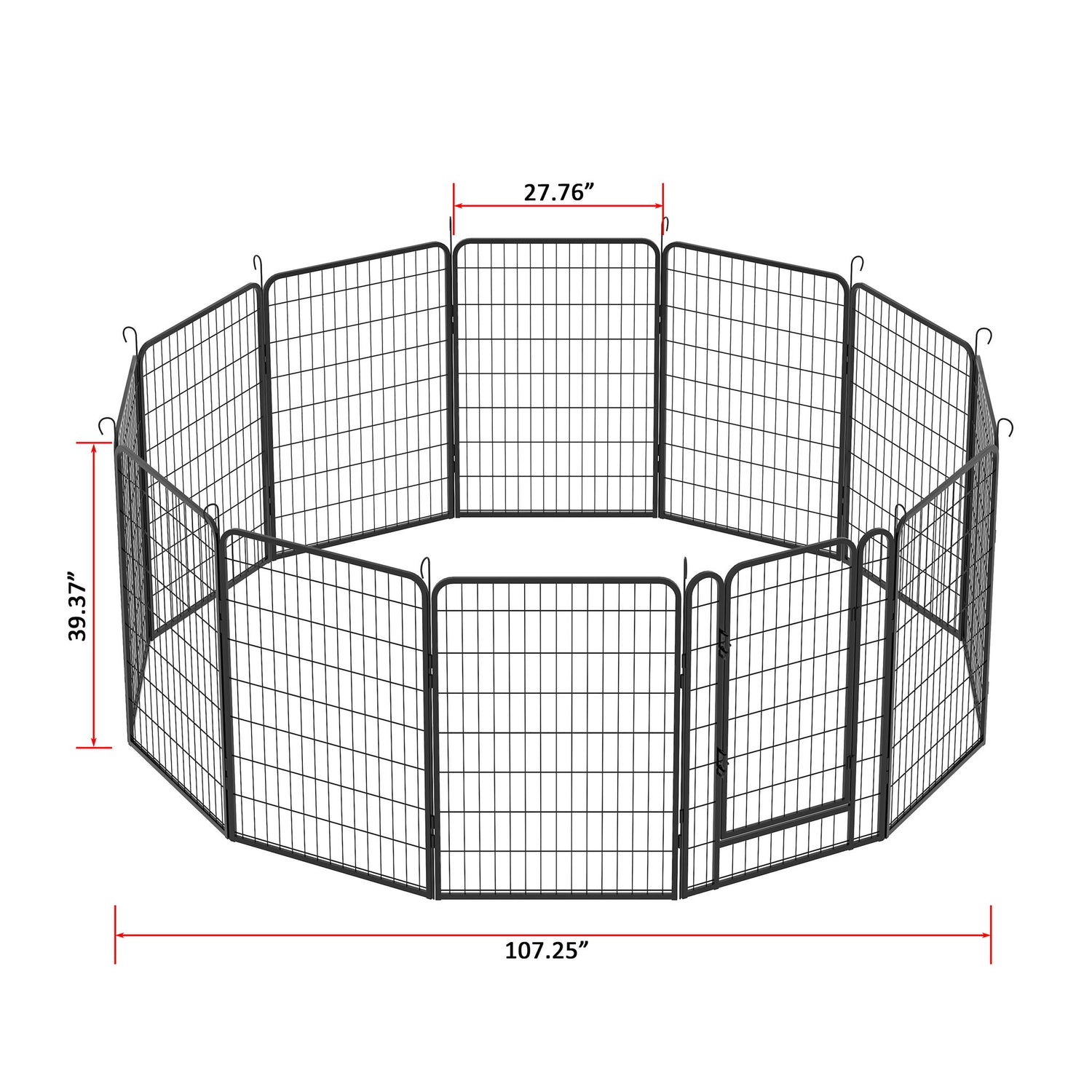 81.1&quot; 12 Panels Heavy Duty Metal Playpen With Door, Dog Fence Pet Exercise Pen For Outdoor - Black