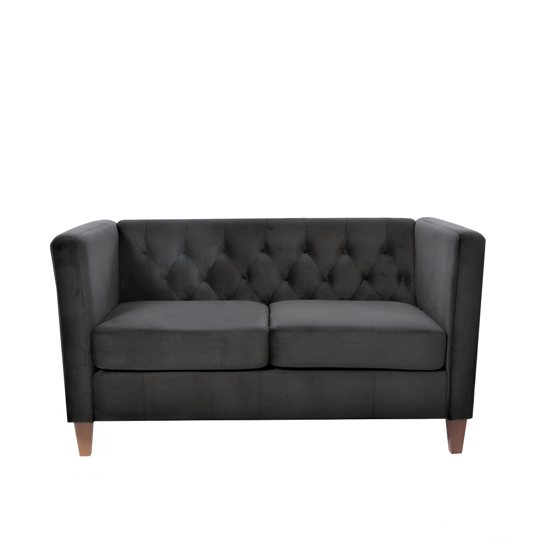 Button Tufted Loveseat, 2 Seater With Square Arm Couch For Living Room