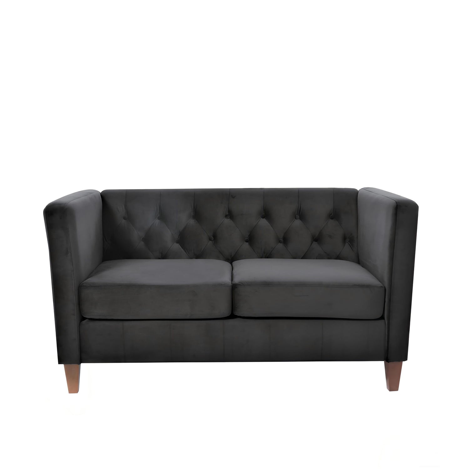 Button Tufted Loveseat, 2 Seater With Square Arm Couch For Living Room