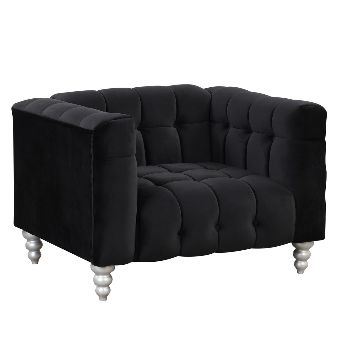 Modern Sofa Dutch Fluff Upholstered Sofa &amp; Wood Legs, Buttoned Tufted Backrest