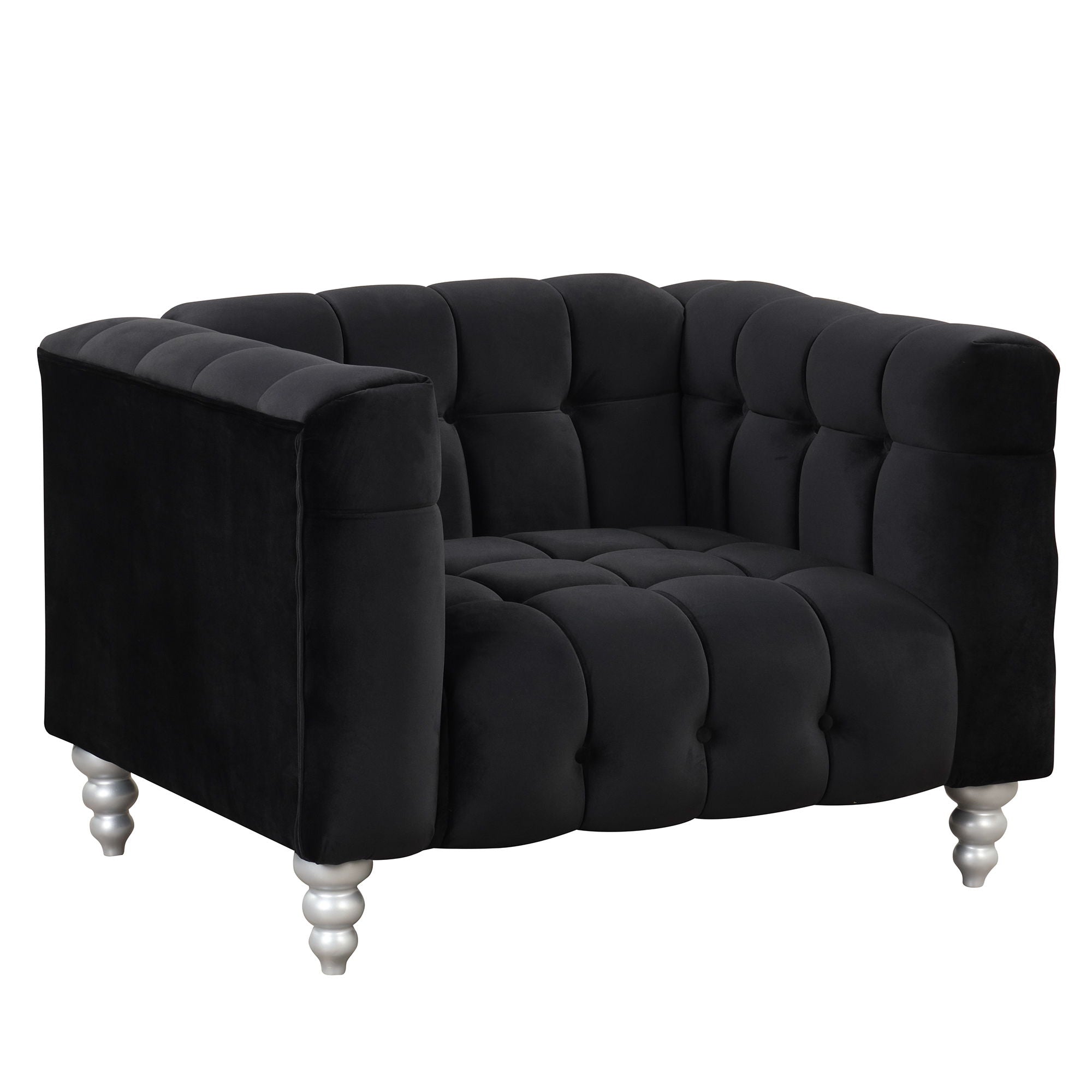 Modern Sofa Dutch Fluff Upholstered Sofa &amp; Wood Legs, Buttoned Tufted Backrest