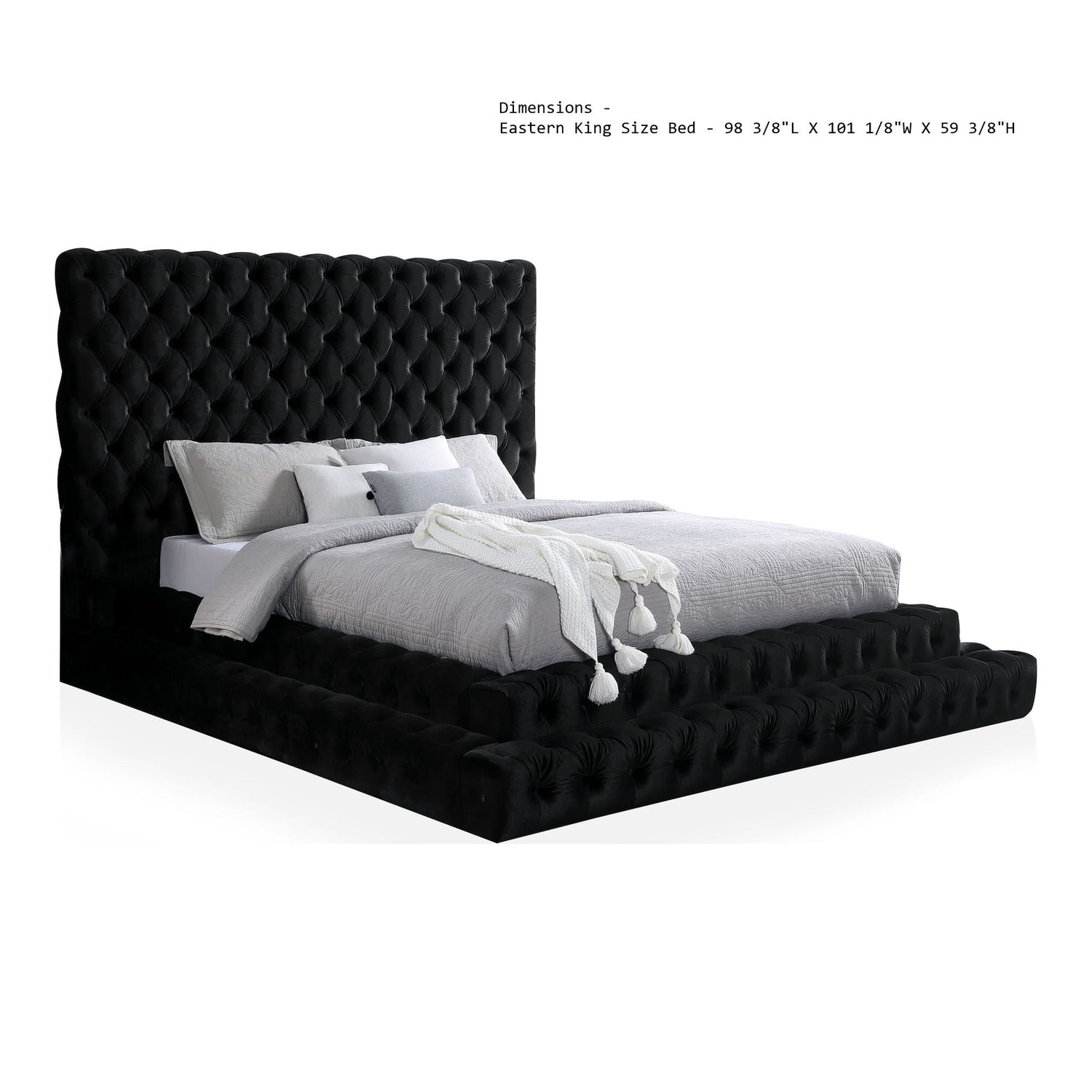 Tufted Oversized Headboard Platform Bed With Fully Upholstered Frame